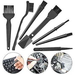 SP Multipurpose 7 in 1 Small Portable Plastic Handle Nylon Brush Kit Set for Computer Keyboard Car Laptop Cleaning (Black)