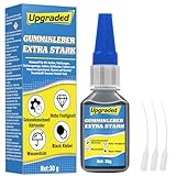 Gummikleber Extra Stark Wasserfest 30 g, Wasserfester Kleber für Gummi, Reifen, Schuhe, Gürtel, Schläuche, Matten und Weitere Gummiprodukte, mit Anti-Trocknungsspitze