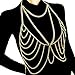 Produktbild Fairvir Punk geschichtete Körperketten Sexy Strand Crossover Brust Kette Mode Geschirr Charm Körper Zubehör Schmuck für Frauen und Mädchen (Gold)