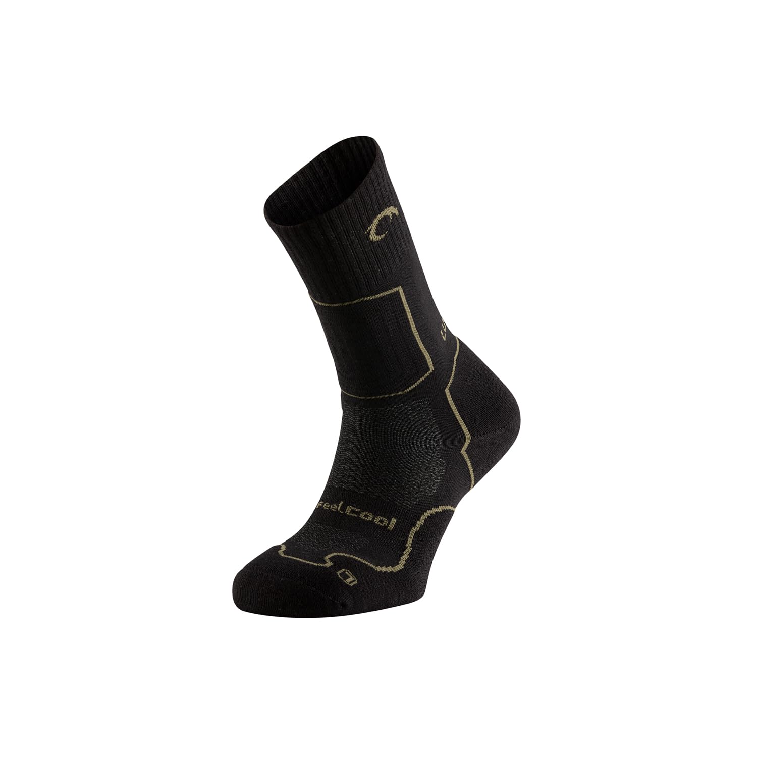 Lurbel Unisex Black/Sottobosco Green Logan Five Seamless Socks, Trekking Socks, Anti-Blister, Anti-Odor And Breathable Socks, M