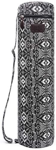 Boence Yoga Mat Bag, Full Zip Exercise Yoga Mat Sling Bag with Sturdy Canvas, Smooth Zippers, Adjustable Strap, Large Functional Storage Pockets - Fits Most Size Mats (Black Bravo)