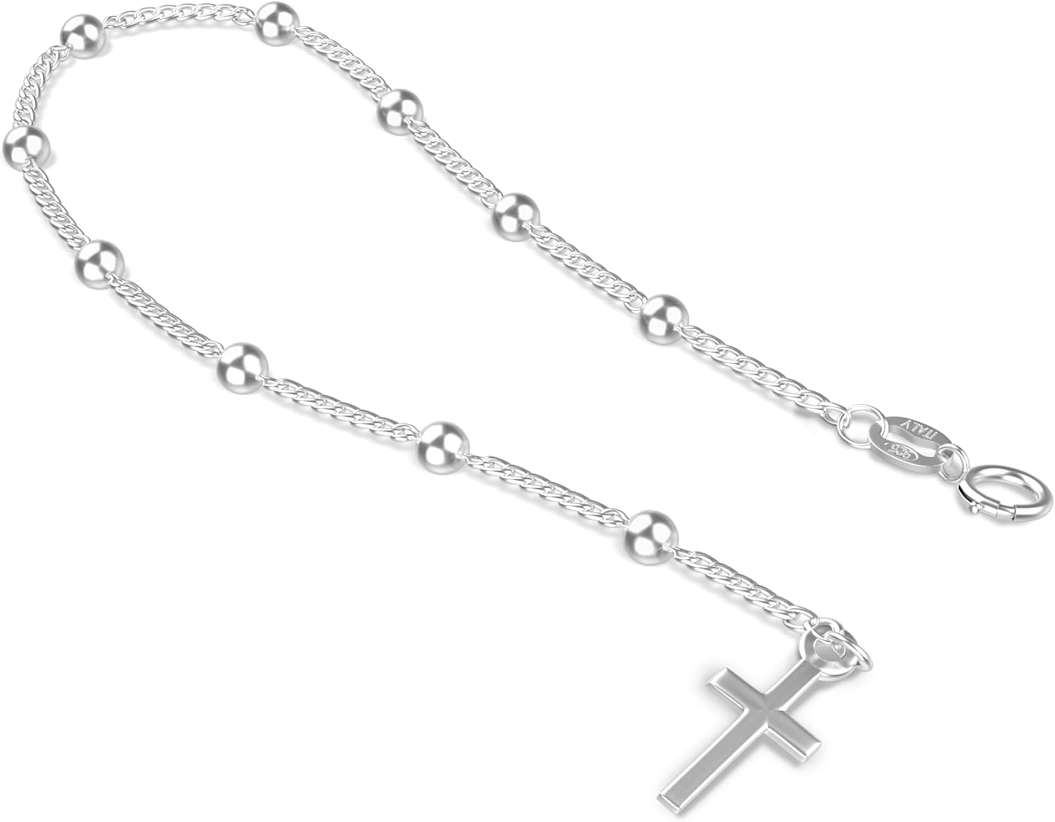 Amy & Annette Italian Sterling Silver Rosary Bracelet - Rosary Bracelet with Spring Ring Closure - Great Gift Idea for Every Occasion - Size (7.25in) - Made in Italy - Image 3