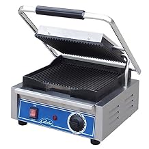 Globe GPG10 Bistro Electric Countertop Grooved Panini Single Grill, NSF