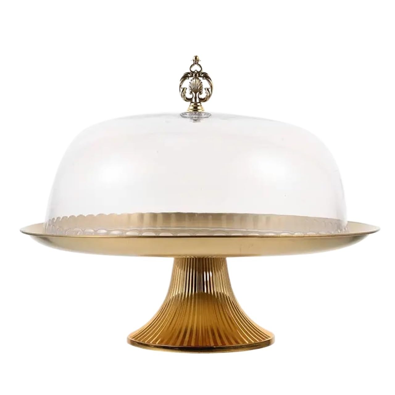 Alzata per Torta Vassoio da Esposizione Rotondo for Torta da 12 Pollici, Cupola in Ceramica di Vetro, Dessert di Nozze, Coperchio Alto in Cristallo, Coperchio da Forno Rotante, Prodotto con