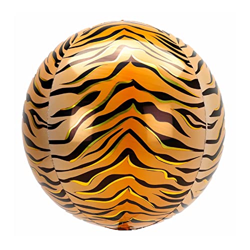 Image of Wanna Party Tiger Print Orbz Balloon, Animal Print Foil Balloons for Kids Birthday, Jungle Animal Party Theme Balloons, 16 Inches