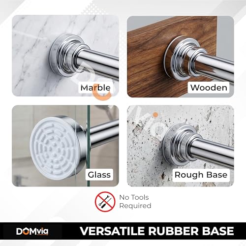 Image of Adjustable Curtain Rod Without Drilling | Extendable Curtain Rod | Stainless Steel | Anti-Skid | 80-140 CM | For Bathroom, Window & Wardrobe - Silver