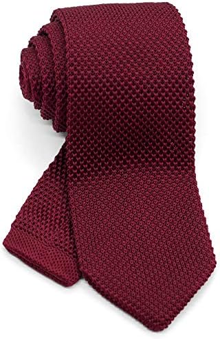 WANDM Men's Pointed Knit Tie Necktie Width 2.75 inches Washable Solid Color Burgundy Dark Red Wine