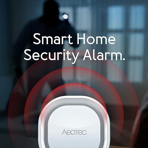 Miniatura 2 de Aeotec Siren 6, Z-Wave Plus S2 habilitado Zwave Siren Altavoz de seguridad, sonido y luz montado en la pared, alarma Zwave con batería de respaldo,