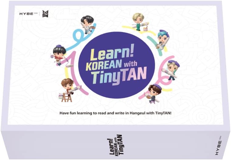 cake Tinytan Learn Korean with BTS (incl. Book, Workbook, Motipen, Hangeul Flash Card Pack, Hangeul Poster, Masking Tape, Sticker Pack)