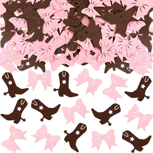 Image of 100 Pcs Pink Bows & Brown Confetti Boy or Girl Party Decoration Paper Scraps West Baby Shower Dining Table Colorful Paper Scraps Multiple Colors Can Be Used For Party Decoration