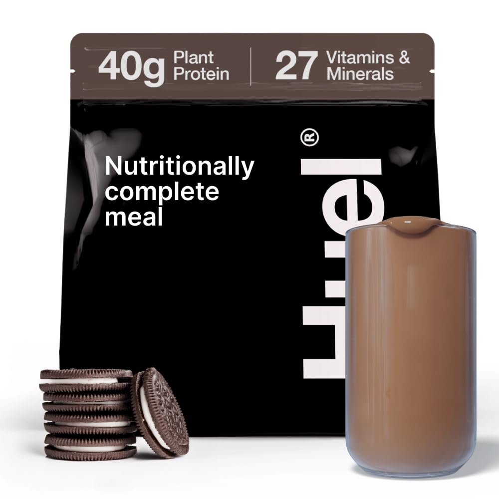 HuelBlack Edition Protein Powder Meal Replacement Shake - Cookies and Cream 34 Scoops Packed with 100% Nutritionally Complete Food, Including 40g of Protein, 8g Fiber, 27 Vitamins Minerals 1