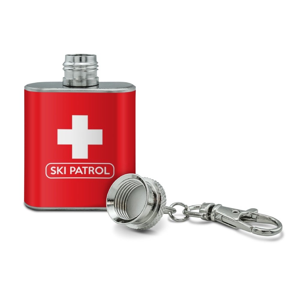 Ski Patrol with Cross Stainless Steel 1oz Mini Flask Key Chain
