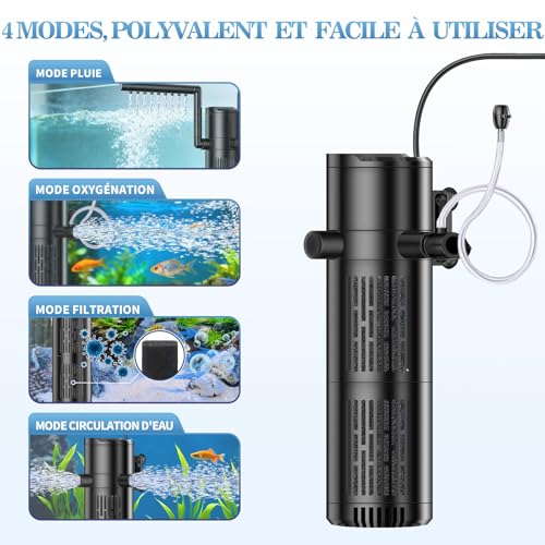 Filtre aquarium eau douce et salée avec pompe interne de 800L/H