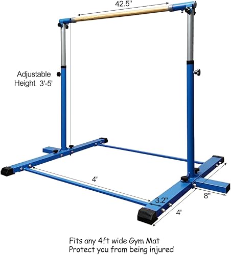 Miniatura 2 de GLANT Kip Bar de gimnasia, barra horizontal para niños y niñas, altura ajustable de 3 a 5 pies, equipo de gimnasio en casa, ideal para entrenamiento