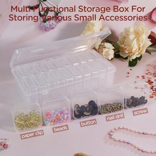 Image of 24Pack Bead Organizer Box With Hinged Lid - Clear Bead Storage Containers for Organizing DIY Jewelry Craft and Bracelet Making - Mini Plastic Bead Box (24Pack 2.15 X 2.15 X 0.8inch)