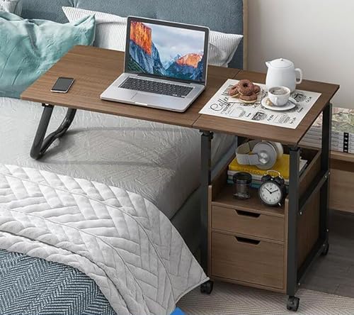 Table de lit 2 en 1 table de chevet medicale pliable a roulettes
