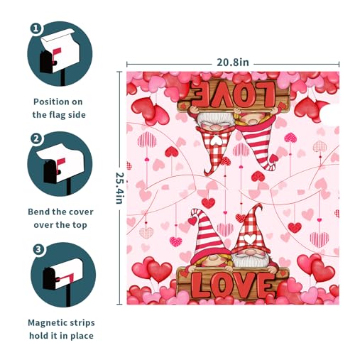 Image of Happy Valentine's Day Mailbox Covers Magnetic Love Heart Pink Mailbox Cover Standard Size 25.5 X 21 Valentine's Day Decor Holiday Mailbox Wrap Post Letter Box Cover Decorative for Home Garden Outdoor