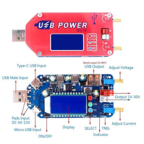 USB Buck Boost Voltage Converter, 15W LCD Step Up Down Power Supply Module Support Fast-Charge of QC 2.0, QC 3.0, FCP, SCP, AFC，Portable Voltage Regulator for Small Electronic Projects3