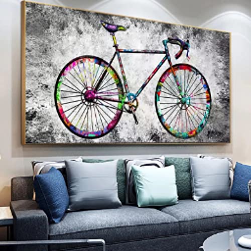 Toile vélo graffiti art 80x160cm : la solution idéale pour habiller un grand mur vide de salon