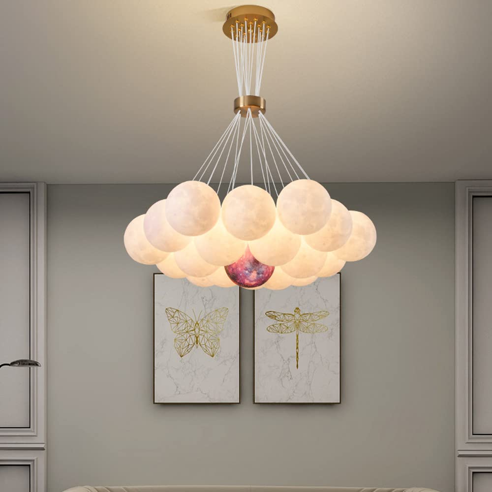Lampa sufitowa z nadrukiem 3D nowoczesna kreatywność lampka nocna wszechświat planeta księżyc latarnia jadalnia bar lampa wisząca LED pokój dziecięcy SXSHEYSier PLA