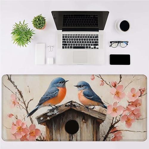 Tapis de souris oiseau grand format sous-main rose idée cadeau esthétique