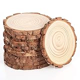 Pllieay 12 Pcs 5.1-5.5 Inch Wood Slices, Unfinished Natural Craft Wooden Circles Tree Slice for DIY...