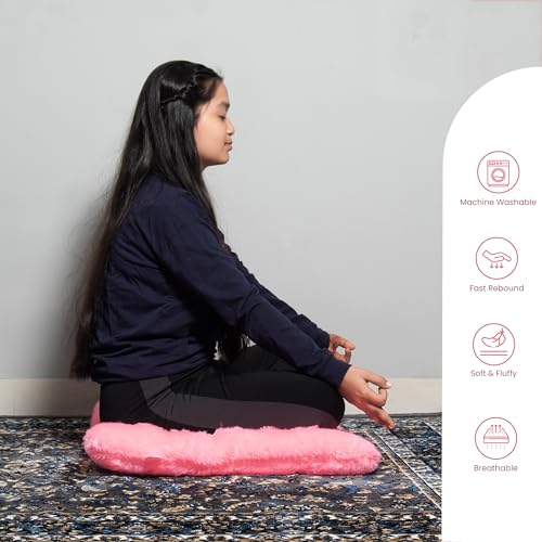 Image of NEXTGO Floor Seat Cushions Yoga Meditation Mat Pooja aasan Soft Extra Comfortable Feather Touch Last Long Upto Washable Material Size 24 x 30 Inch 2 x 2.5 Fit (Pink)
