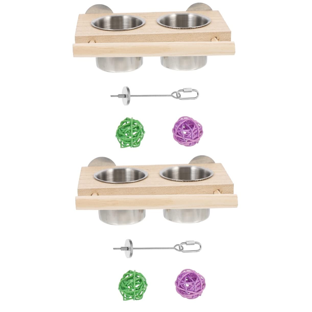 Angoily 2sets Mangiatoia Per Uccelli Con Doppia Ciotola Inossidabile Alimentatore Per Pappagalli Pappagallini e Altri Uccelli Facile Da Riempire e Pulire Design Creativo e Pratico Colore