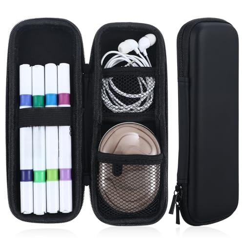 Image of 1 PCS Black Hard Pencil Case Box, Slim Small Pencil Case Hard Shell Pencil Holder Pen Case Organizer Box for USB Cable, Earphone, Fountain Ballpoint Pens (Black)
