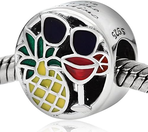 Pineapple Sunglasses Wine Cup Charm 925 Sterling Silver Summer Charm Love Charm Anniversary Charm for Pandora Charms Bracelet - Image 3