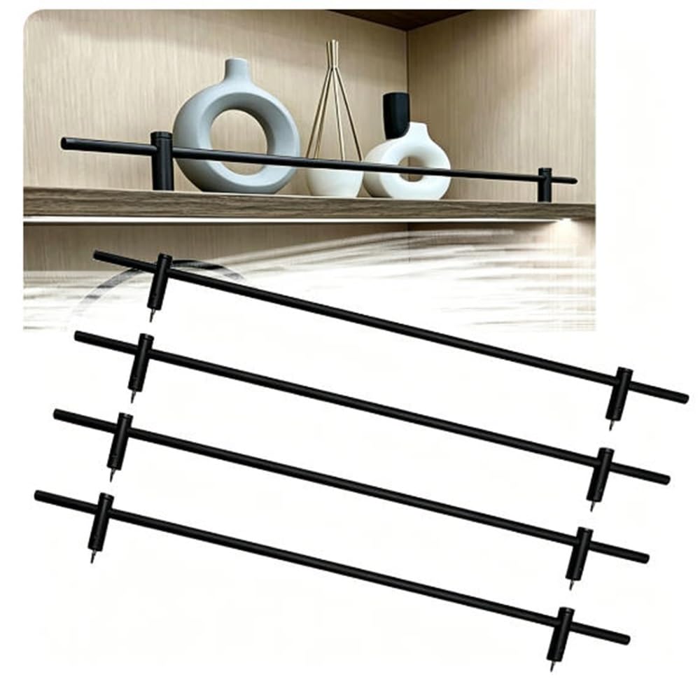 Svbvrfeew Black(4Pcs) Display Shelf Guard Rails Gallery Rail Tipping Decorative Railing Rod Aluminum Round Tube Fence Shelf Rail Guardrail Anti-Fall 2 Pcs 4 Pcs(,44In/111.8Cm)