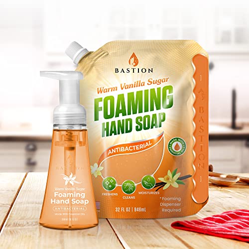 Bastion Foaming Hand Soap - Foam Hand Wash Refill 32Oz, Bath And Body Works, Dial, Method, Michel, Jr Watkins, Dove - Warm Vanilla Sugar W/Essential Oils Bulk Refill Pouches #TOP2