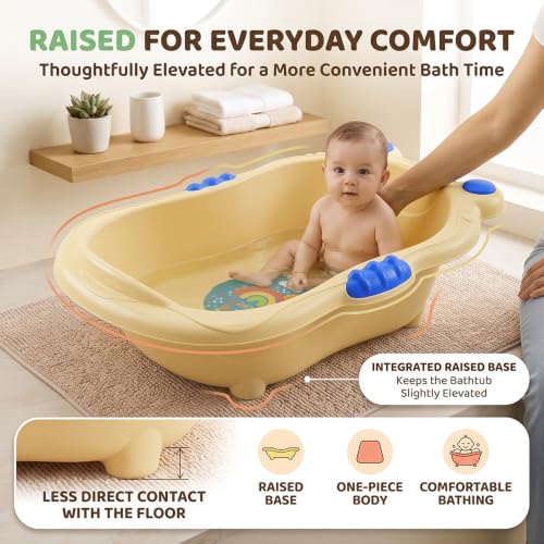 Image of StarAndDaisy Baby Bath Tub for 0-5 Years, Spacious Baby Bathtub with Smooth Rounded Edges, Raised Base, Easy Drain Plug, One-Piece Design, Infant Bath Tub for Newborns & Toddlers
