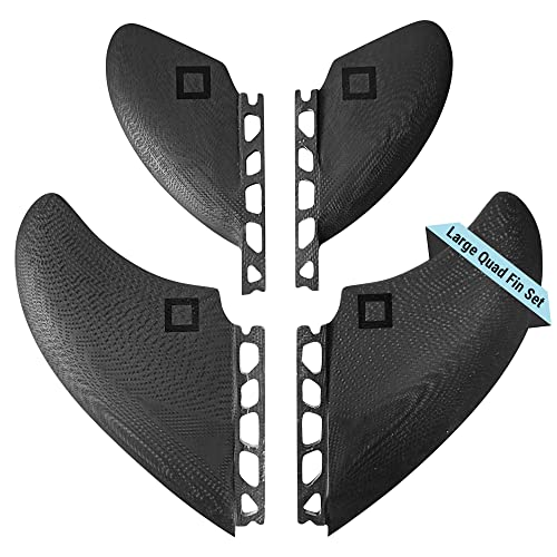 Surf Squared Large Quad Fin Set (4 Fins) - Solid Fiberglass - Ride as Twin or Quad - Performance...
