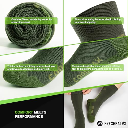 Tactical Boot Socks for Men, Mid-Calf, Cushioned, Moisture-Wicking & Quick-Dry, Athletic Support, 2-Pack4