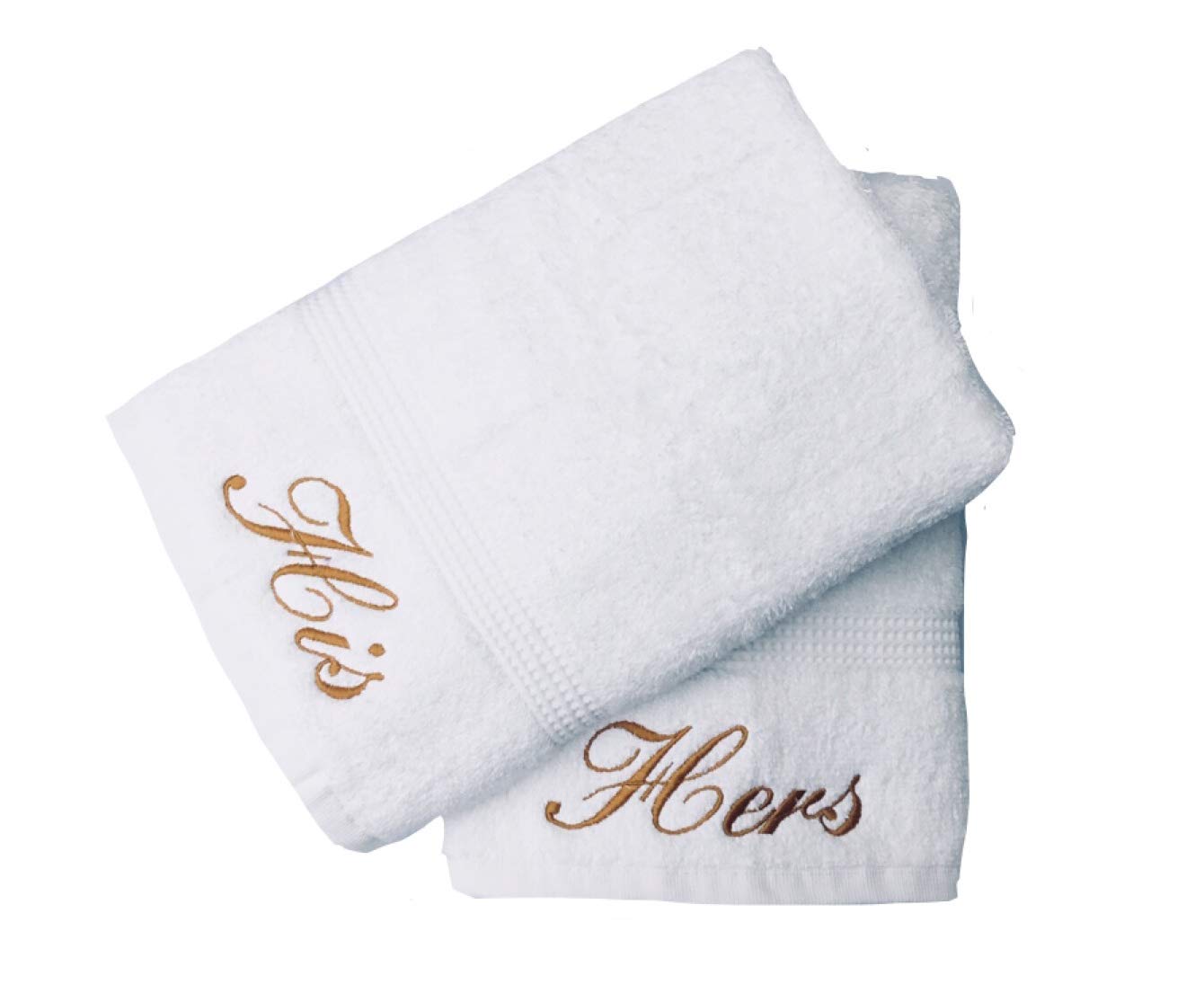 Niche Embroidery Embroidered His & Hers White Bath Sheets Pair