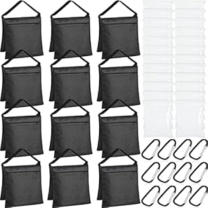 12 Packs Photography Weight Bags Photo Studio Filled Weight Bag Empty Heavy Sandbag Set for Photography Tripod Stand Light Stand Sports Outdoor Photo Video Studio Boom Brackets (Black)