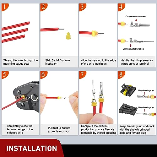 Image of Nilight 220PCS 5 Pin Electrical Connector ‎Plug with Male Female Terminals