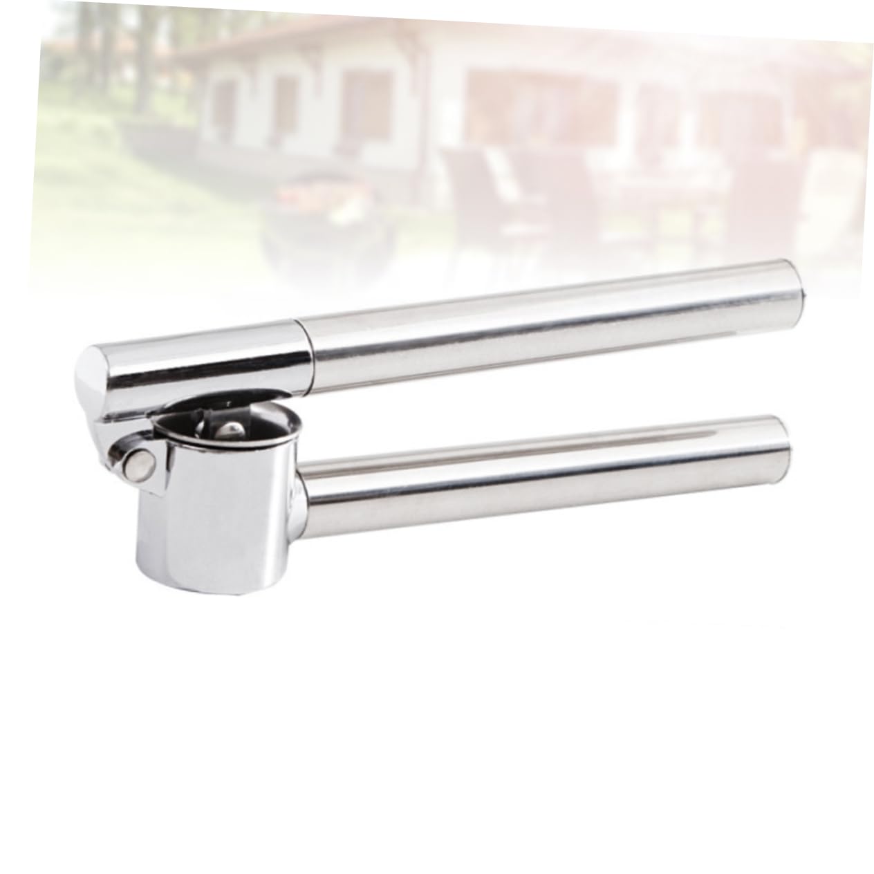 OUNONA 1pc Stainless Steel Garlic Mincer Slicer Manual Garlic Press with Long Handle for Easy Crushing for Kitchen and Restaurant Use Compact Design for Space Saving Storage