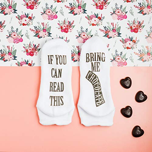 Haute Soiree - Women's Novelty Socks - “If You Can Read This, Bring Me Some” (Wine, Chocolate, Coffee) Novelty Socks (Chocolate) - Thumbnail 4