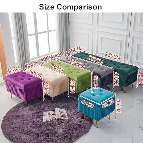 Banc ottoman de rangement en velours et métal gris chic - 3