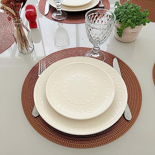 4 Peças Jogo Americano Supla Mesa Posta Jantar Descanso Prato Vazado (Marrom)