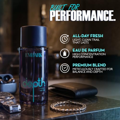 Image of EMBARK Depth Fuel Long Lasting Perfume for Men | 100ml Eau De Parfum | Citrus Aromatic Premium Fragrance | Gift for Men