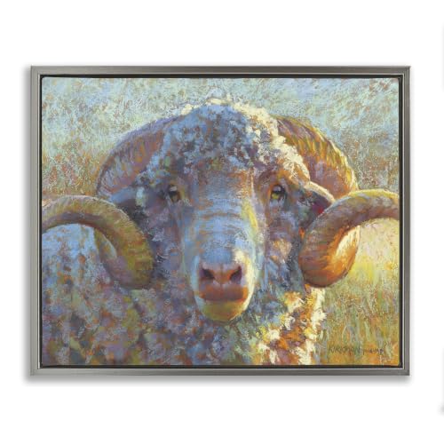 'Country Sheep Modern Portrait'| Floating Frame Canvas Art
