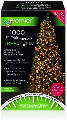 Premier Decorations 1000 Vintage Gold LED Treebrights with Multi Action ...