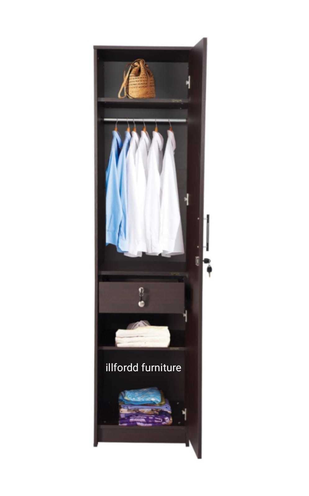 Single Door Wardrobe Without Mirror (Color-Chocolate Brown)-picture-23
