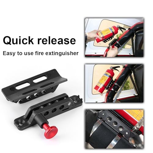 Support d'extincteur réglable rouge pour barre de roulement Jeep JK - 5