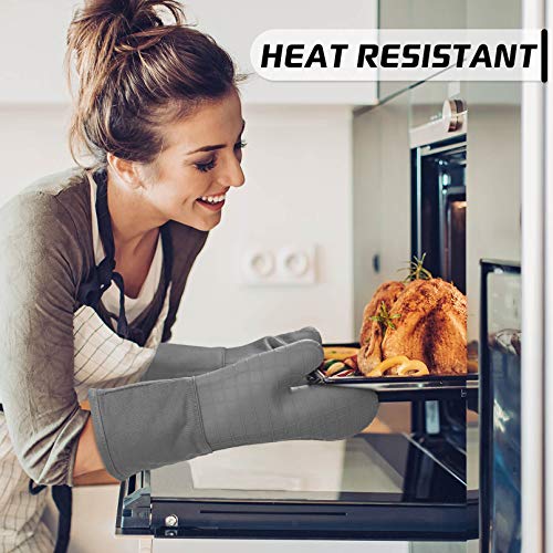 image for HOMWE Silicone Oven Mitts and Pot Holders with Pockets, 4-Piece Set Co