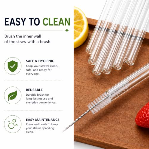 Image of MGLASS - Reusable Glass Straws -Drinking Straw - Tumbler Glass Straw - Perfect Straw for Coffee, Stanley Cup, Tea, Wine, Juice, Water- Aesthetic, Kid Safe & Smooth Rim.
