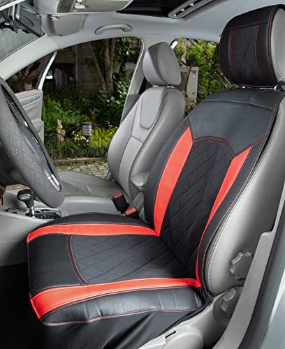 COLINOO Leather Car Seat Covers for Most SUV Truck Auto Van, Vehicles with Removable Headrests - Universal Fit Waterproof & Airbag Compatible (Red)